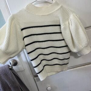 Hollister Ivory and Black Striped Sweater Top